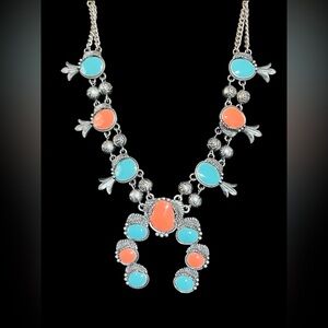 Native American (Navajo) inspired Squash blossom necklace.